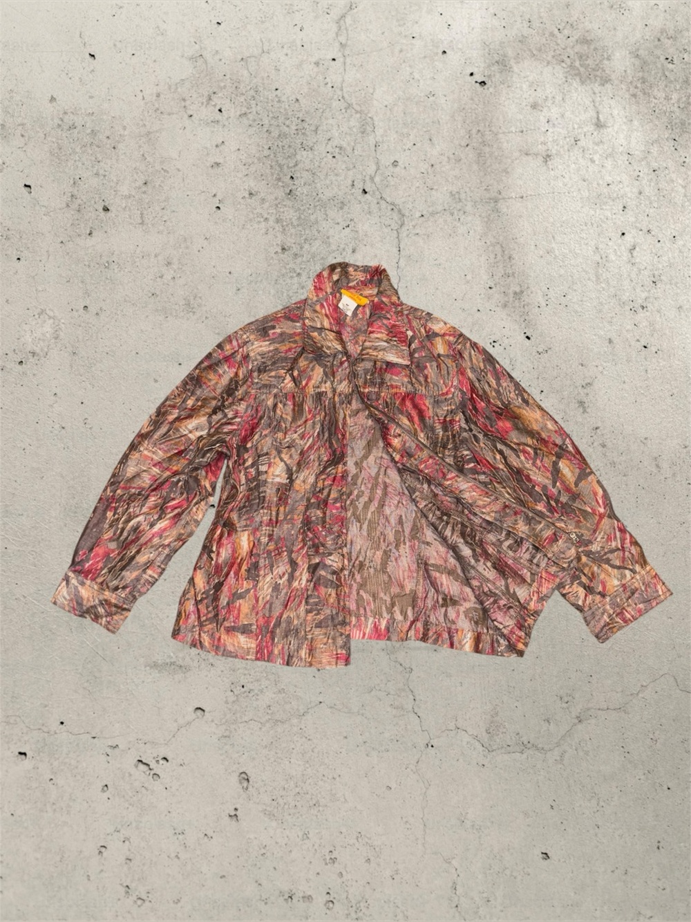 Ruby Red 3/4 Length Sleeve Y2K Style Abstract Multicolored Zip Up Jacket